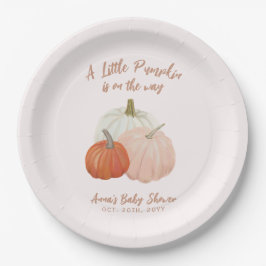 Assiettes En Carton Baby shower Citrouille rose vif