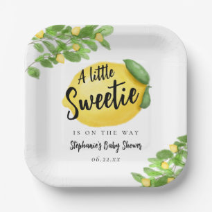 Assiettes En Carton Baby shower Citrus citron