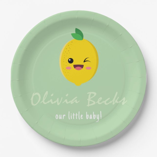 Assiettes En Carton Baby shower Citrus Lemon (Devant)