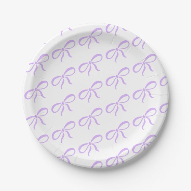 Assiettes En Carton Baby shower classique de ruban violet Lavande (Devant)