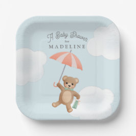 Assiettes En Carton Baby shower classique Teddy Bear Pastel