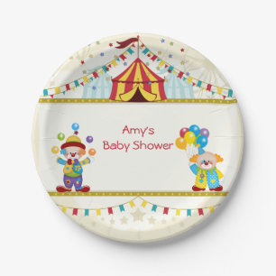 Assiettes En Carton Baby shower, Clowns mignons, Cirque, Personnalisé