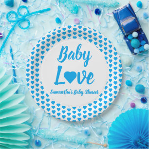 Assiettes En Carton Baby shower Coeur Amour Bébé