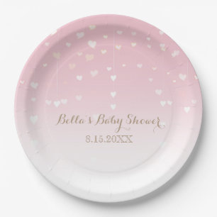 Assiettes En Carton Baby shower Confetti Coeur Rose
