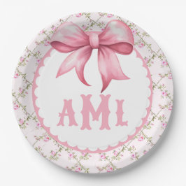 Assiettes En Carton Baby shower coquette à la botte rose