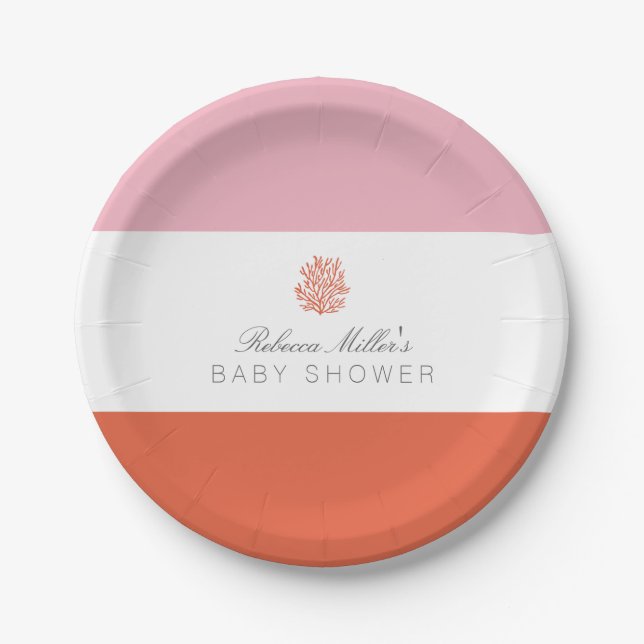 Assiettes En Carton Baby shower Coral Reef (Devant)