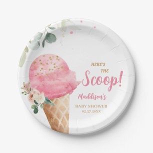 Assiettes En Carton Baby Shower Crème Glacée Rose