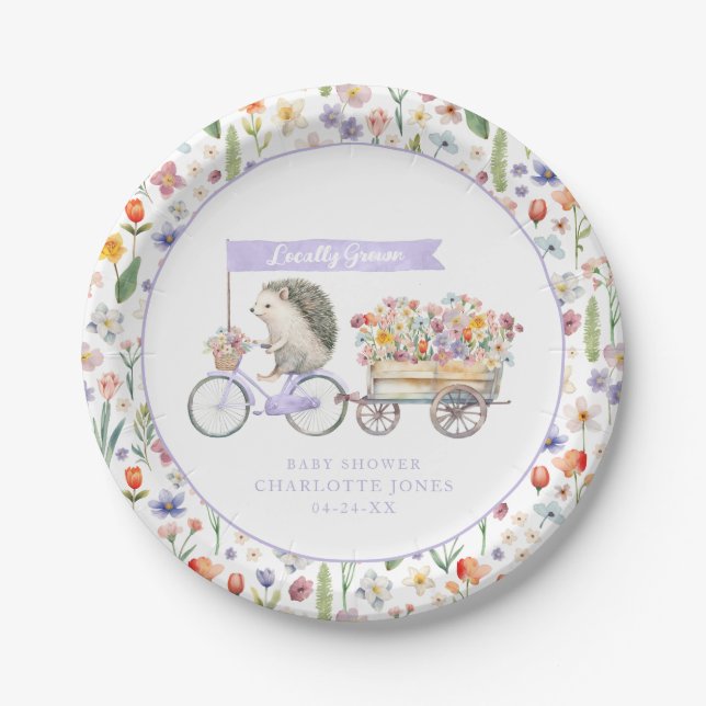 Assiettes En Carton Baby shower cultivé localement - Plaques florales  (Devant)