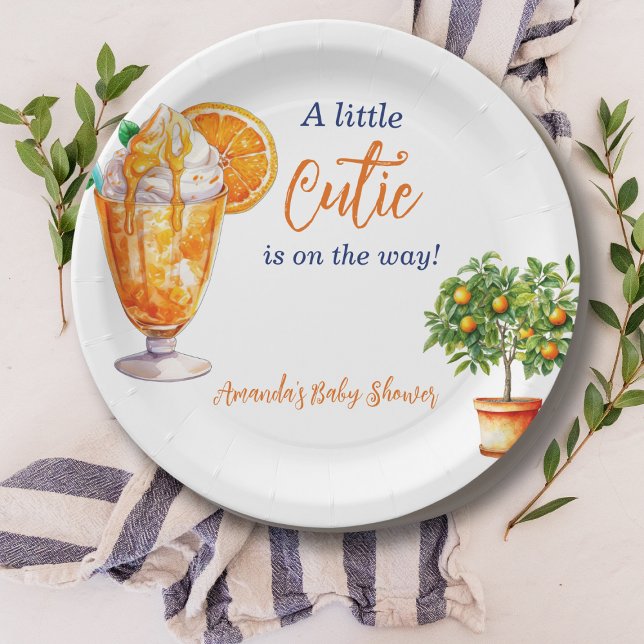 Assiettes En Carton Baby shower Cutie Orange Citrus Eté Glace Crème (Créateur téléchargé)