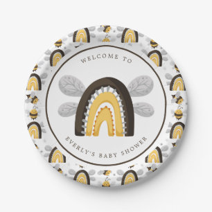 Assiettes En Carton Baby shower d'abeilles de l'arc-en-ciel
