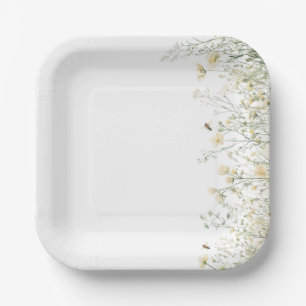 Assiettes En Carton Baby shower d'abeilles Fleur sauvage Boho