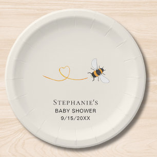 Assiettes En Carton Baby shower d'abeilles personnalisé