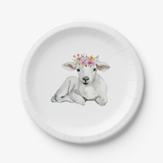 Assiettes En Carton Baby shower d'agneau de Flore (Devant)