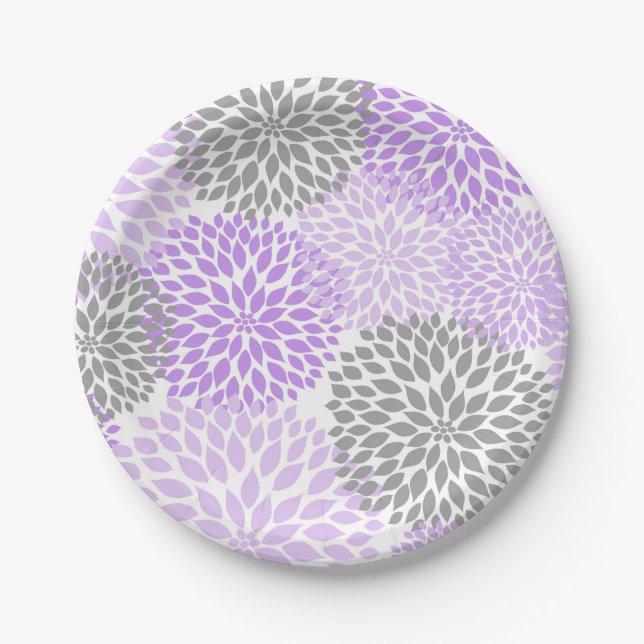Assiettes En Carton Baby shower Dahlia gris lavande mauve / Bride (Devant)