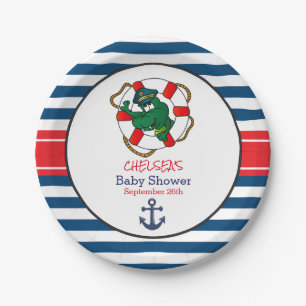 Assiettes En Carton Baby shower d'alligator marin mignon