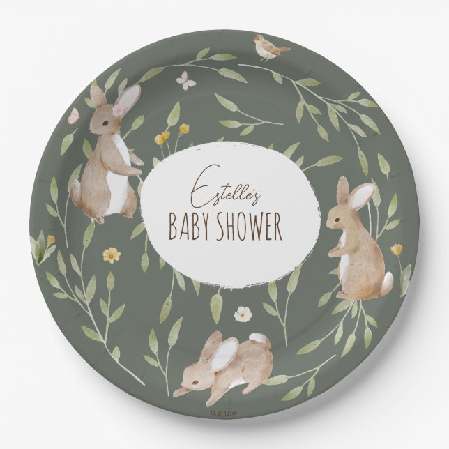 Assiettes En Carton Baby shower d'amis de la forêt (Devant)