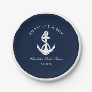 Assiettes En Carton Baby shower d'Ancre bleu marine