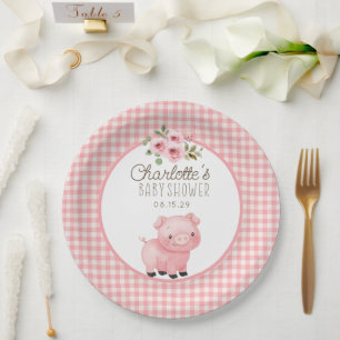 Assiettes En Carton Baby shower d'animaux de ferme à l'aquarelle