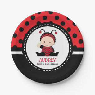 Assiettes En Carton Baby shower d'anniversaire de coccinelle rouge de