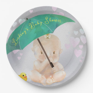 Assiettes En Carton Baby shower d'aquarelle minuscule personnalisé