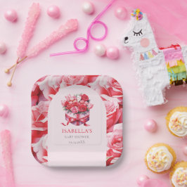 Assiettes En Carton Baby shower d'arc floral rouge personnalisé