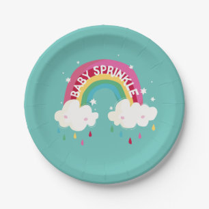 Assiettes En Carton Baby shower d'arrosage arc-en-ciel mou