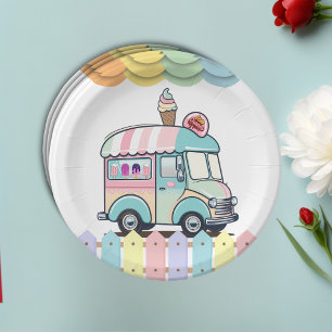 Assiettes En Carton Baby shower d'arrosage de camion à glace moderne