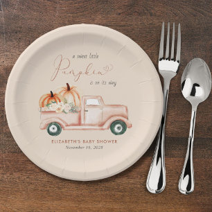 Assiettes En Carton Baby shower d'automne citrouille de camionnette d'