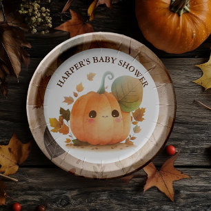 Assiettes En Carton Baby shower d'automne Citrouille doux