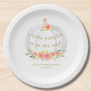 Assiettes En Carton Baby shower d'automne de la petite fille Citrouill