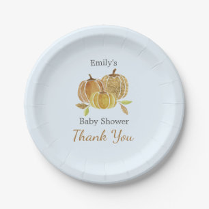 Assiettes En Carton Baby shower d'automne du Citrouille d'aquarelle bl