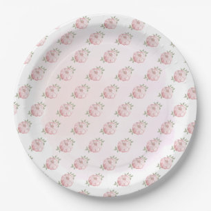 Assiettes En Carton Baby shower d'automne rose petit Motif Citrouille