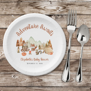 Assiettes En Carton Baby shower d'aventure d'automne pour les animaux 