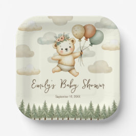 Assiettes En Carton Baby shower d'aventures aux ours flottants