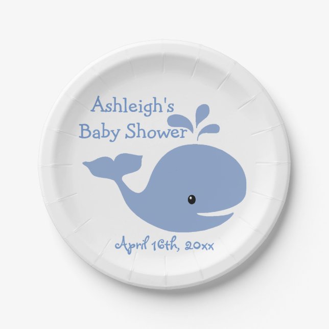 Assiettes En Carton Baby shower de baleine de bébé (Devant)