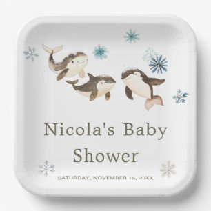 Assiettes En Carton Baby shower de baleines arctiques mignonnes