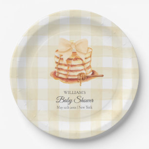 Assiettes En Carton Baby shower de brunch à la crêpe En vichy jaune