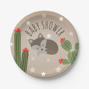 Assiettes En Carton Baby shower de cactus succulents à la florale de 