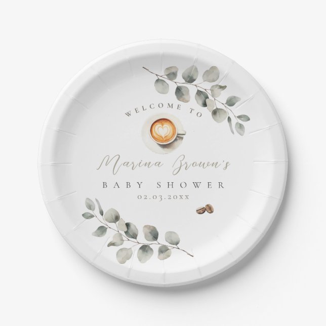 Assiettes En Carton Baby shower de café (Devant)