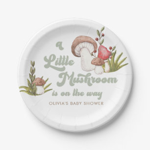 Assiettes En Carton Baby shower de champignon d'aquarelle moderne