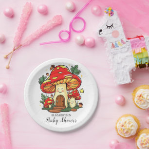 Assiettes En Carton Baby shower de champignons mignons de charme