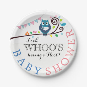 Assiettes En Carton Baby shower de Chouette lunaire
