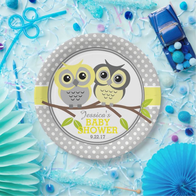 Assiettes En Carton Baby shower de Chouettes adorables (Fête)