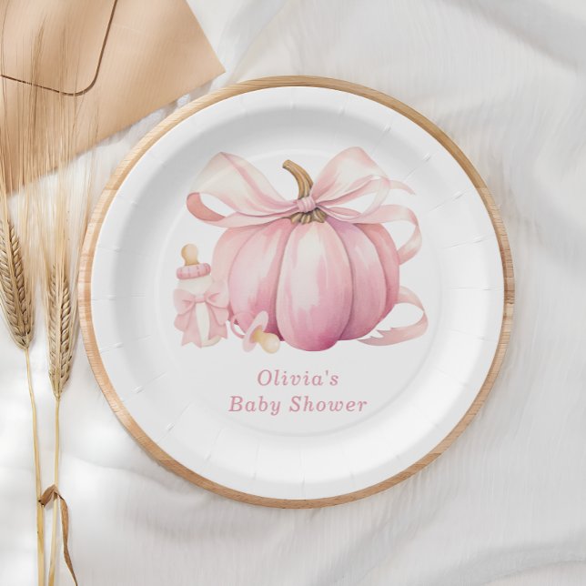 Assiettes En Carton Baby shower de Citrouille rose pâle (Créateur téléchargé)