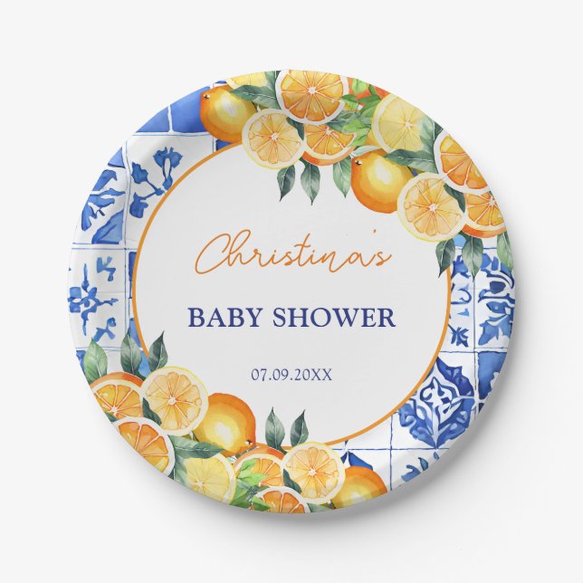 Assiettes En Carton Baby shower de Citrus Little Cutie (Devant)