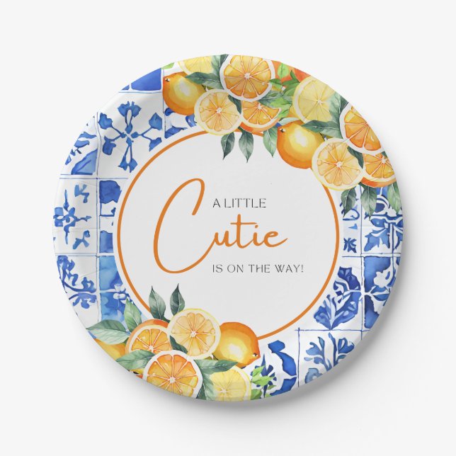 Assiettes En Carton Baby shower de Citrus Little Cutie (Devant)