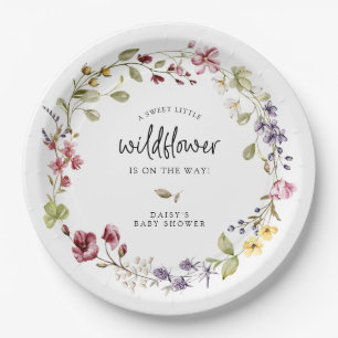 Assiettes En Carton Baby shower de couronne Fleur sauvage doux