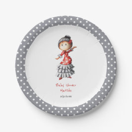 Assiettes En Carton Baby shower de danseuse flamenco Sevillana enceint