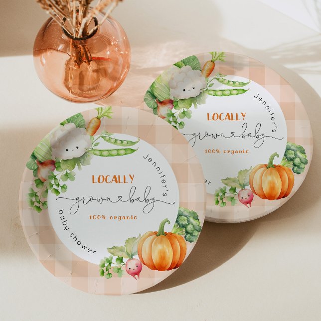 Assiettes En Carton Baby shower de ferme Citrouille d'automne de bébé  (Créateur téléchargé)