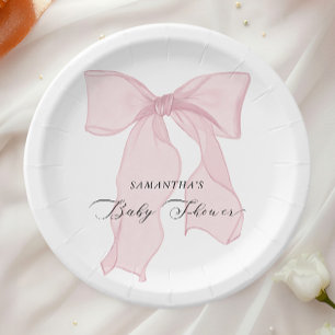 Assiettes En Carton Baby shower de fille à la cou rose